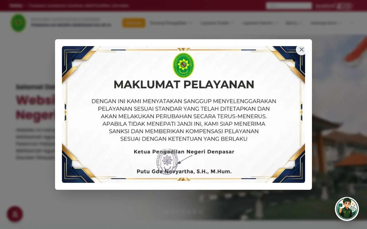 Tampilan website resmi Pengadilan Negeri Denpasar (pn-denpasar.go.id)