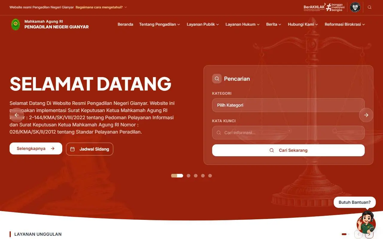 Tampilan website resmi Pengadilan Negeri Gianyar (pn-gianyar.go.id)