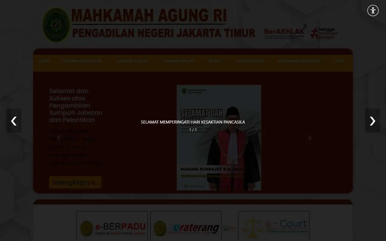 Tampilan website resmi Pengadilan Negeri Jakarta Timur (pn-jakartatimur.go.id)