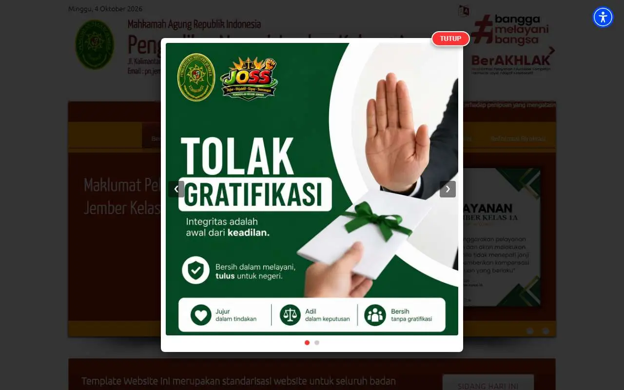 Tampilan website resmi Pengadilan Negeri Jember (pn-jember.go.id)