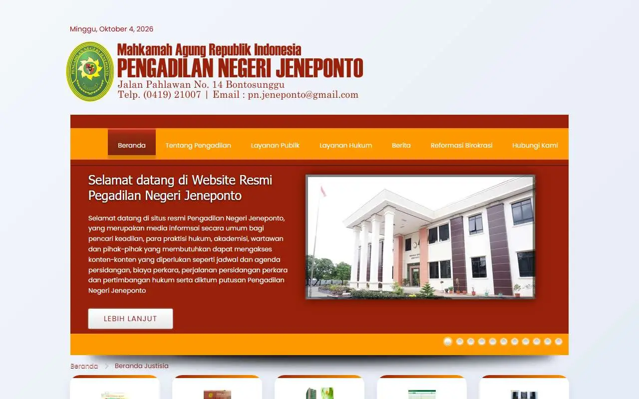 Tampilan website resmi Pengadilan Negeri Jeneponto (pn-jeneponto.go.id)