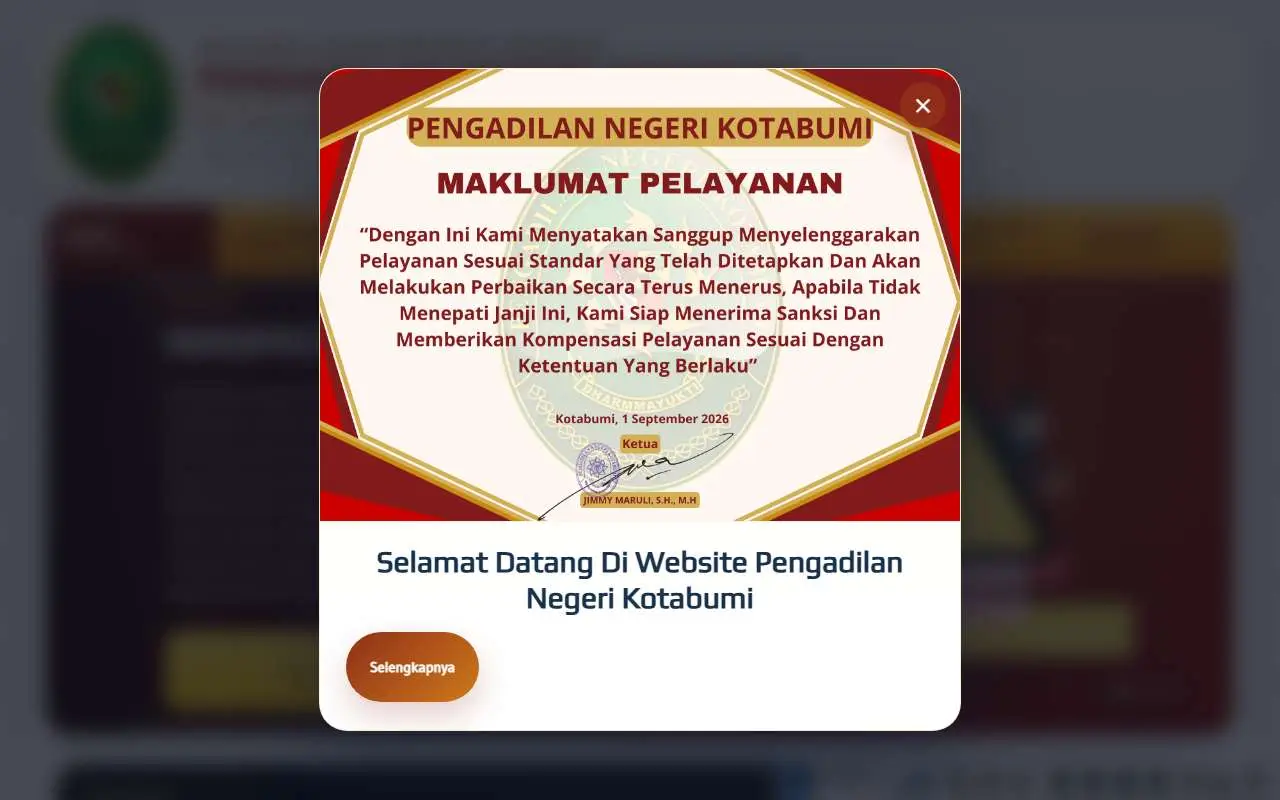 Tampilan website resmi Pengadilan Negeri Kotabumi (pn-kotabumi.go.id)