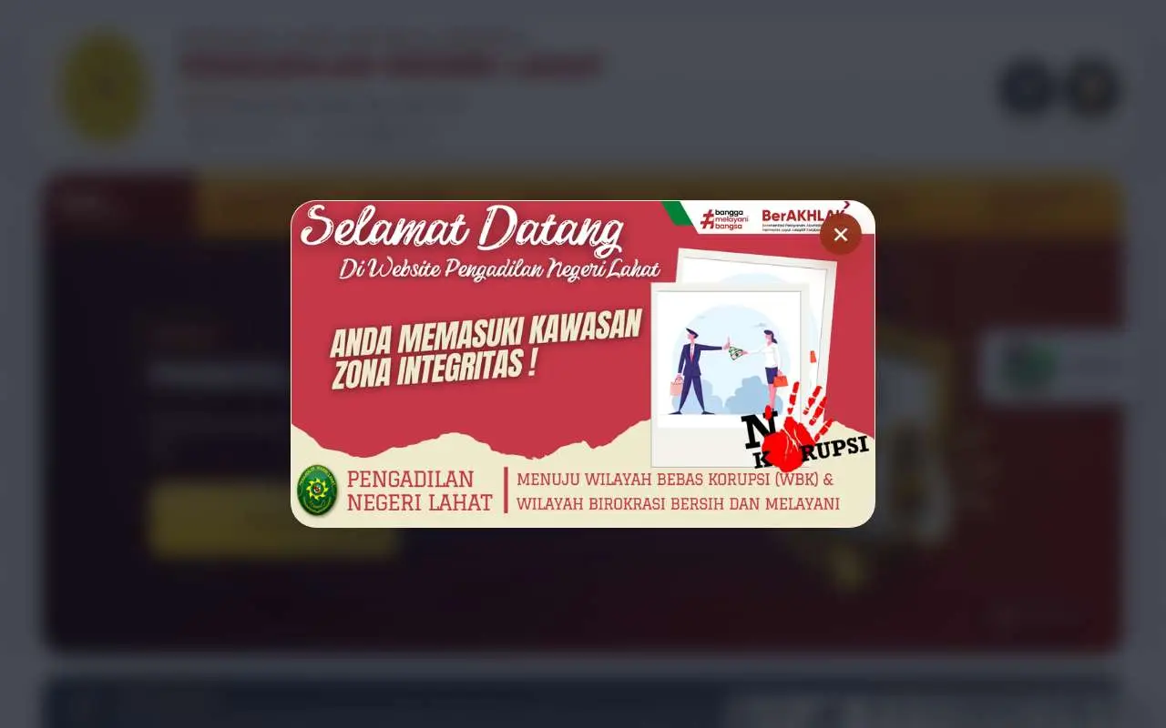 Tampilan website resmi Pengadilan Negeri Lahat (pn-lahat.go.id)