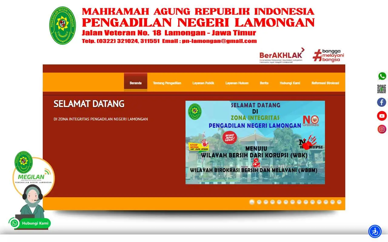 Tampilan website resmi Pengadilan Negeri Lamongan (pn-lamongan.go.id)