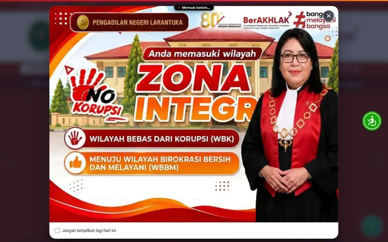 Tampilan website resmi Pengadilan Negeri Larantuka (pn-larantuka.go.id)