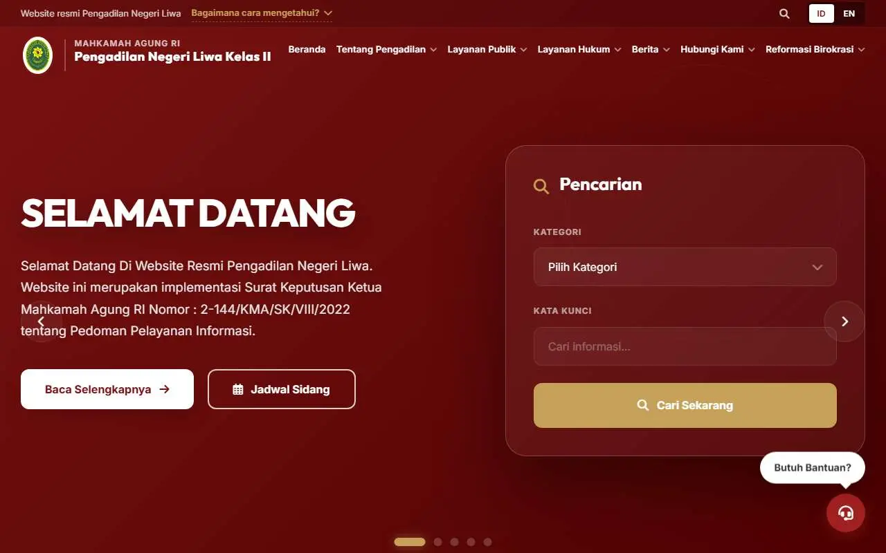 Tampilan website resmi Pengadilan Negeri Liwa (pn-liwa.go.id)