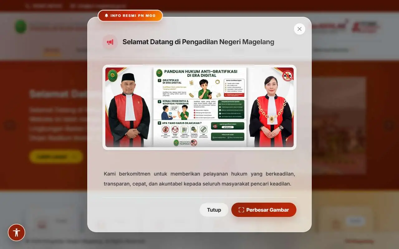 Tampilan website resmi Pengadilan Negeri Magelang (pn-magelang.go.id)