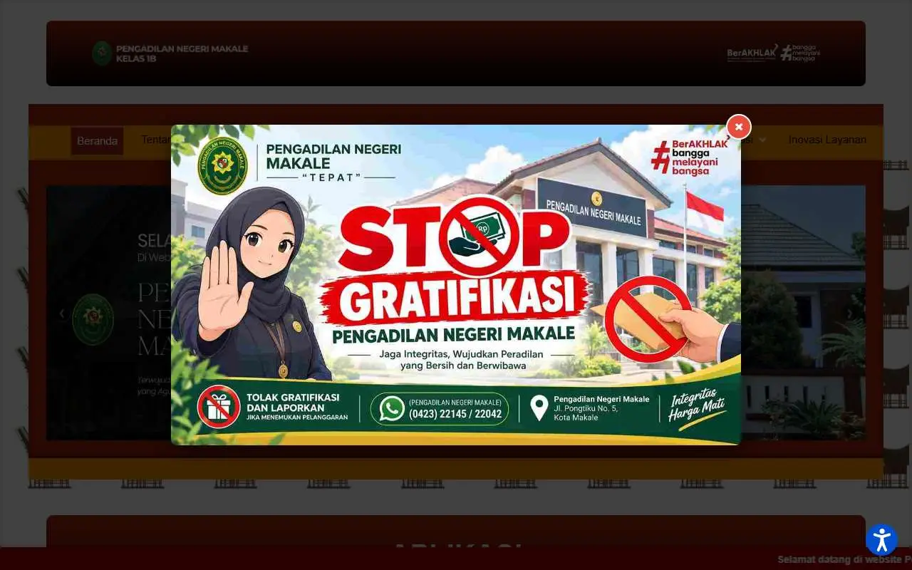 Tampilan website resmi Pengadilan Negeri Makale (pn-makale.go.id)