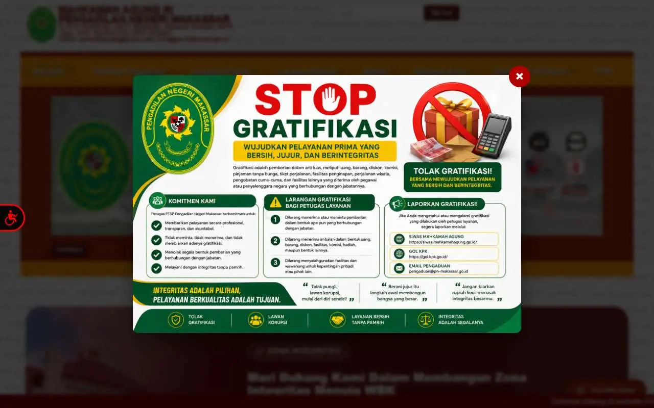 Tampilan website resmi Pengadilan Negeri Makassar (pn-makassar.go.id)