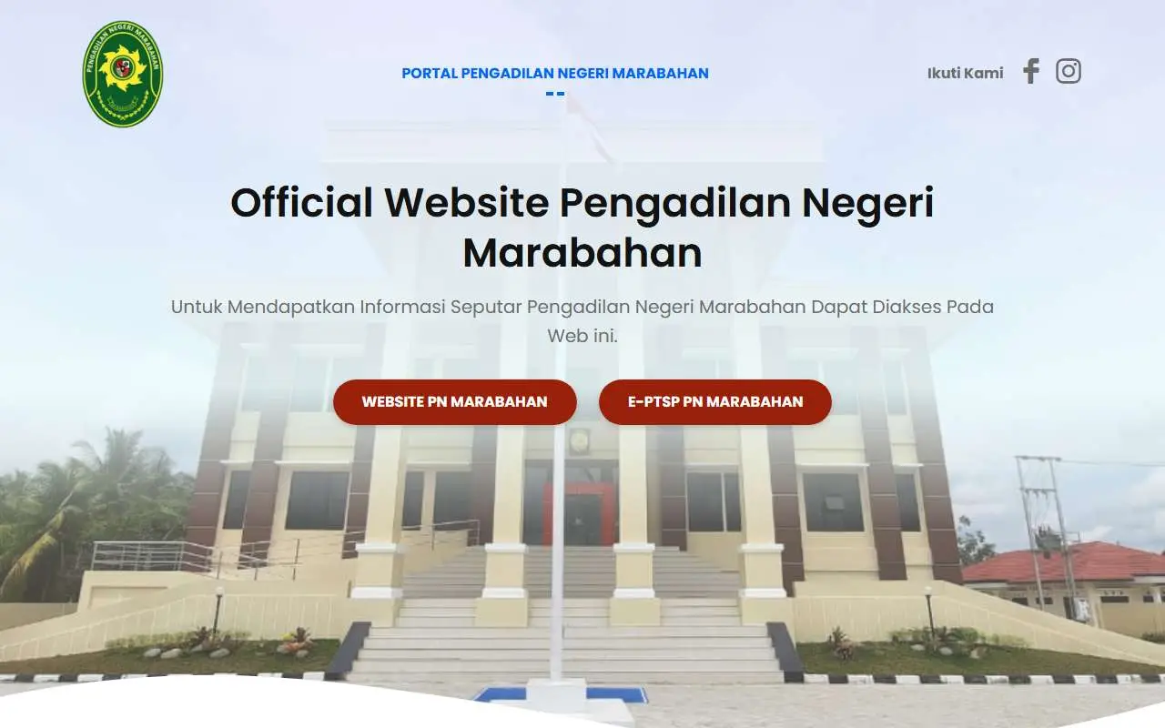 Tampilan website resmi Pengadilan Negeri Marabahan (pn-marabahan.go.id)