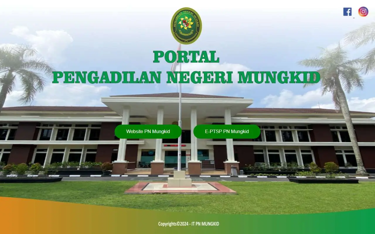 Tampilan website resmi Pengadilan Negeri Mungkid (pn-mungkid.go.id)