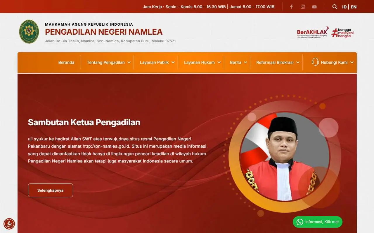 Tampilan website resmi Pengadilan Negeri Namlea (pn-namlea.go.id)