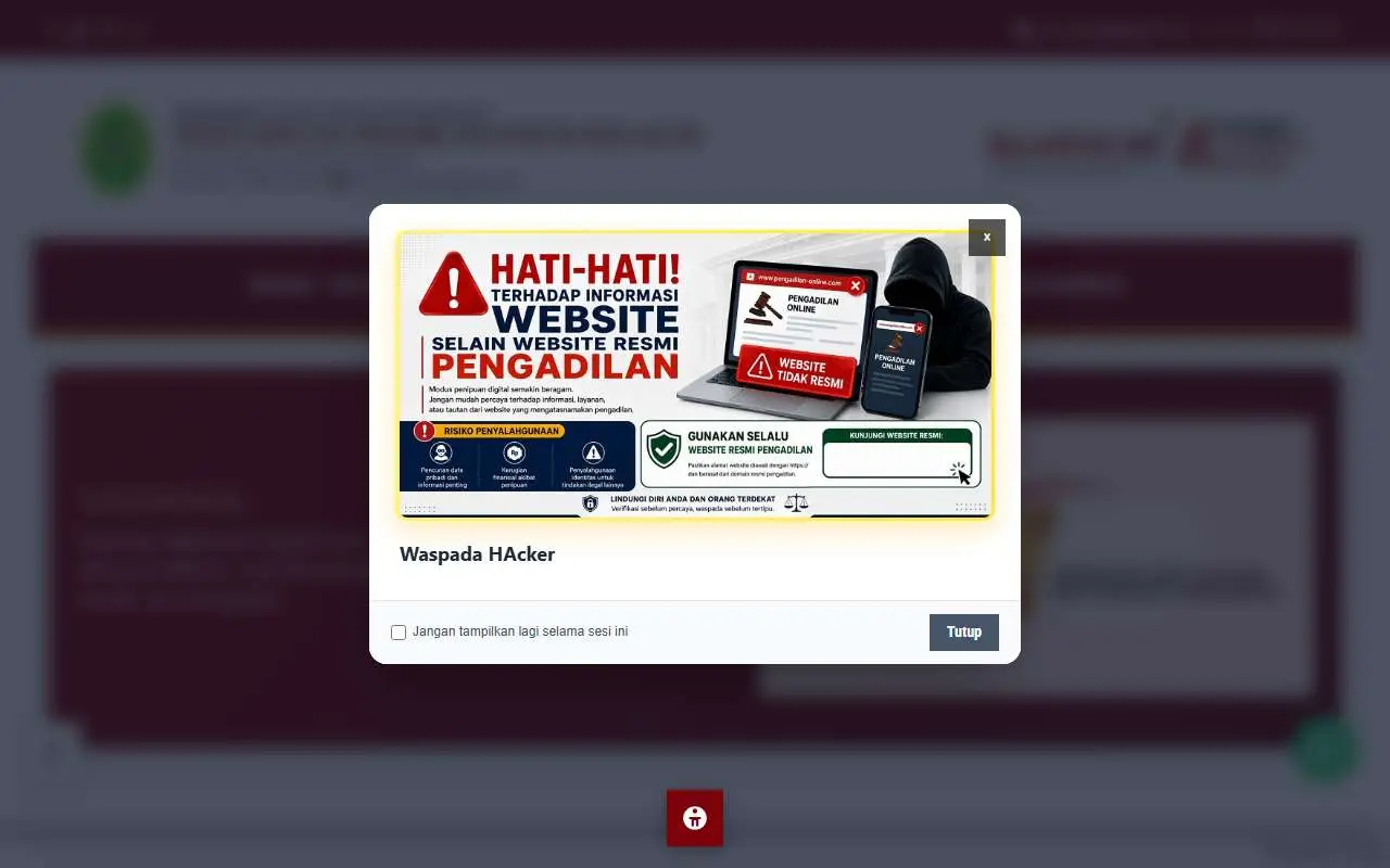 Tampilan website resmi Pengadilan Negeri Nganjuk (pn-nganjuk.go.id)