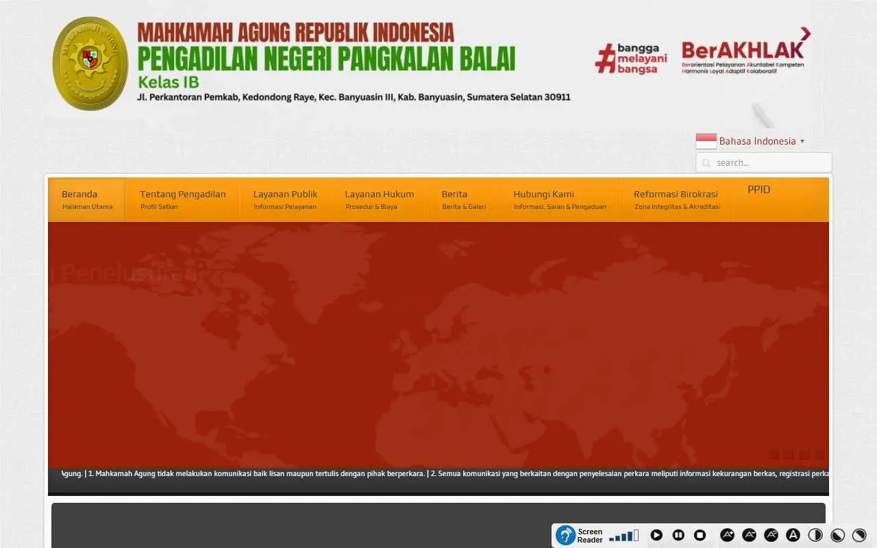 Tampilan website resmi Pengadilan Negeri Pangkalan Balai (pn-pangkalanbalai.go.id)