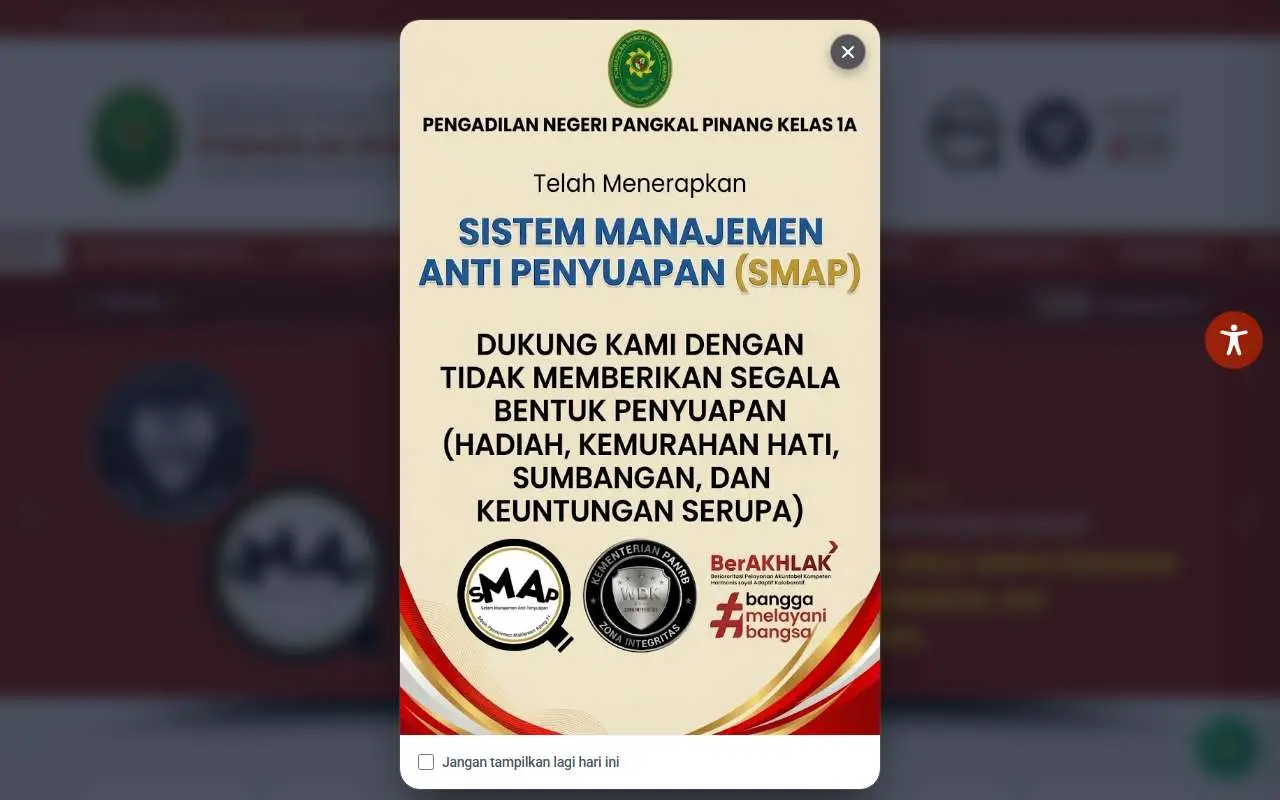 Tampilan website resmi Pengadilan Negeri Pangkal Pinang (pn-pangkalpinang.go.id)