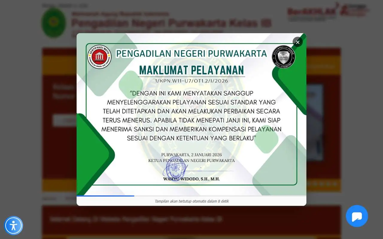 Tampilan website resmi Pengadilan Negeri Puwakarta (pn-purwakarta.go.id)