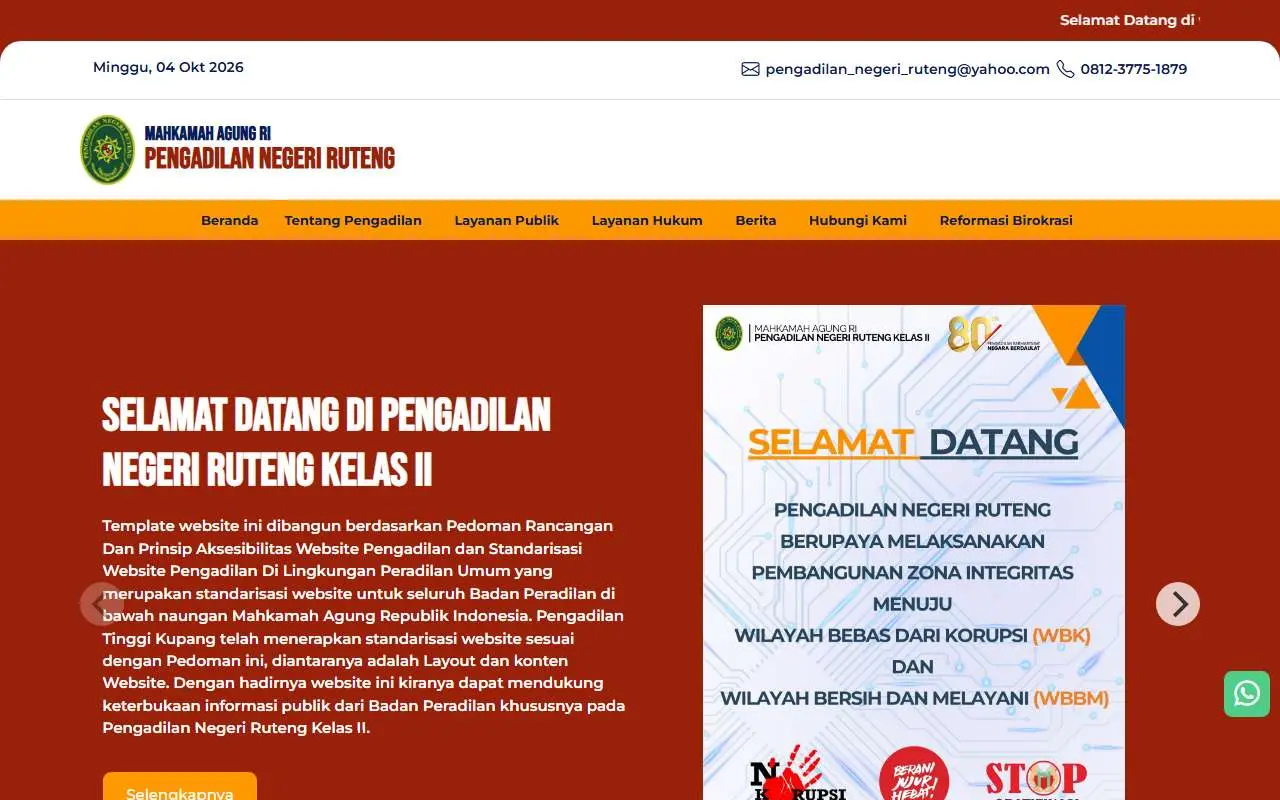 Tampilan website resmi Pengadilan Negeri Ruteng (pn-ruteng.go.id)