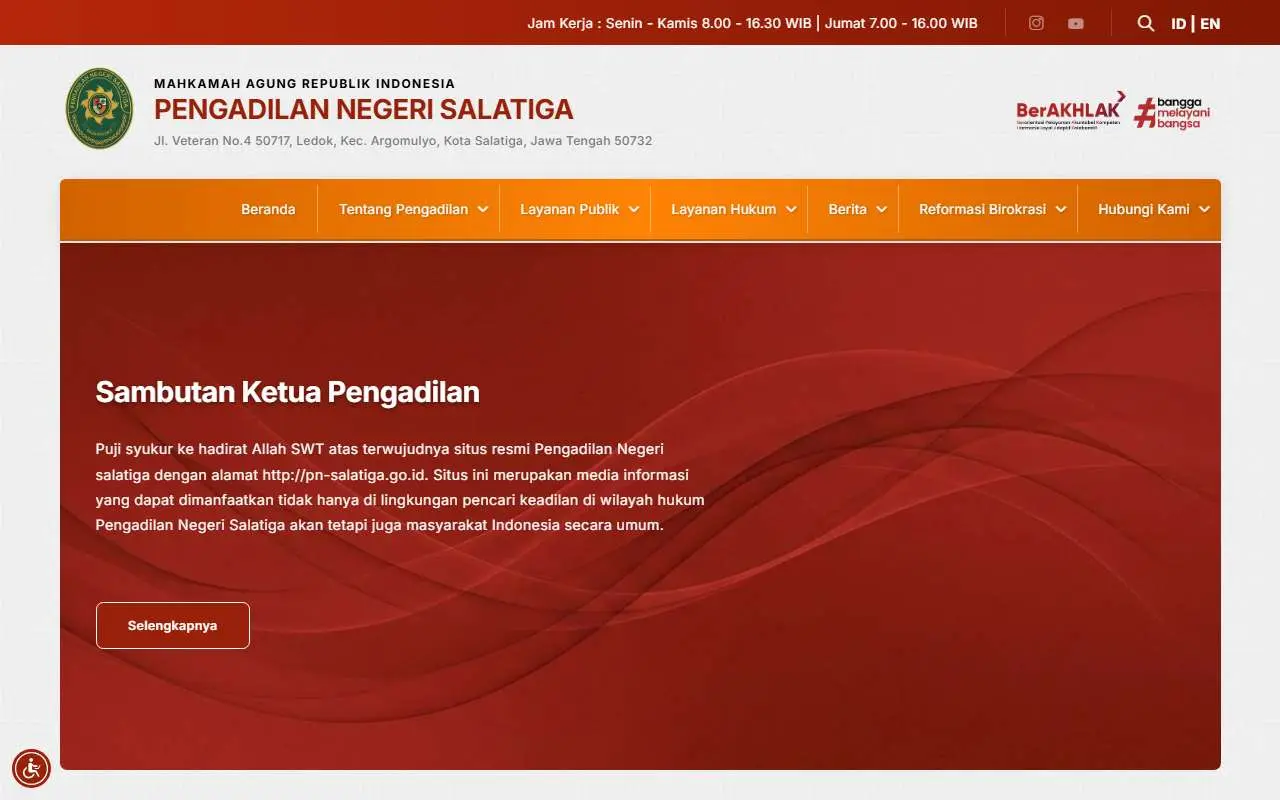 Tampilan website resmi Pengadilan Negeri Salatiga (pn-salatiga.go.id)