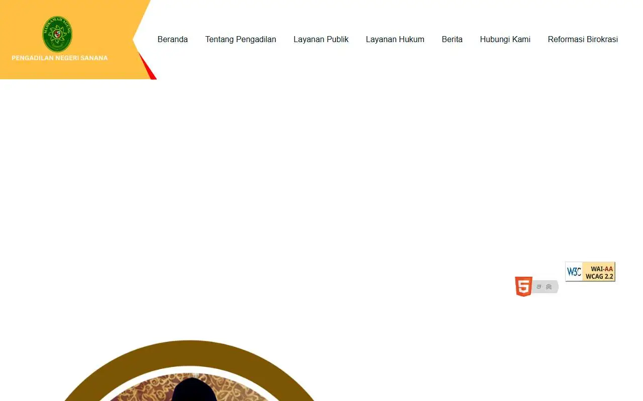 Tampilan website resmi Pengadilan Negeri Sanana (web.pn-sanana.go.id)