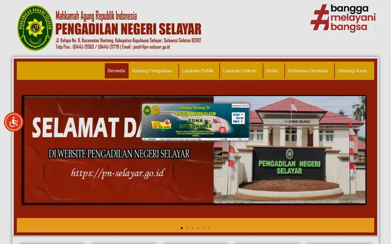Tampilan website resmi Pengadilan Negeri Selayar (pn-selayar.go.id)