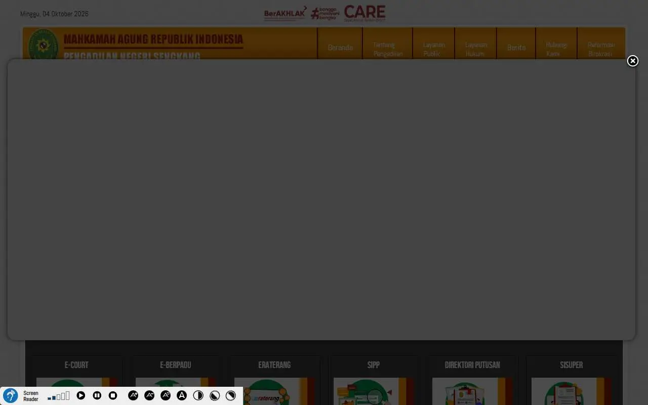 Tampilan website resmi Pengadilan Negeri Sengkang (pn-sengkang.go.id)