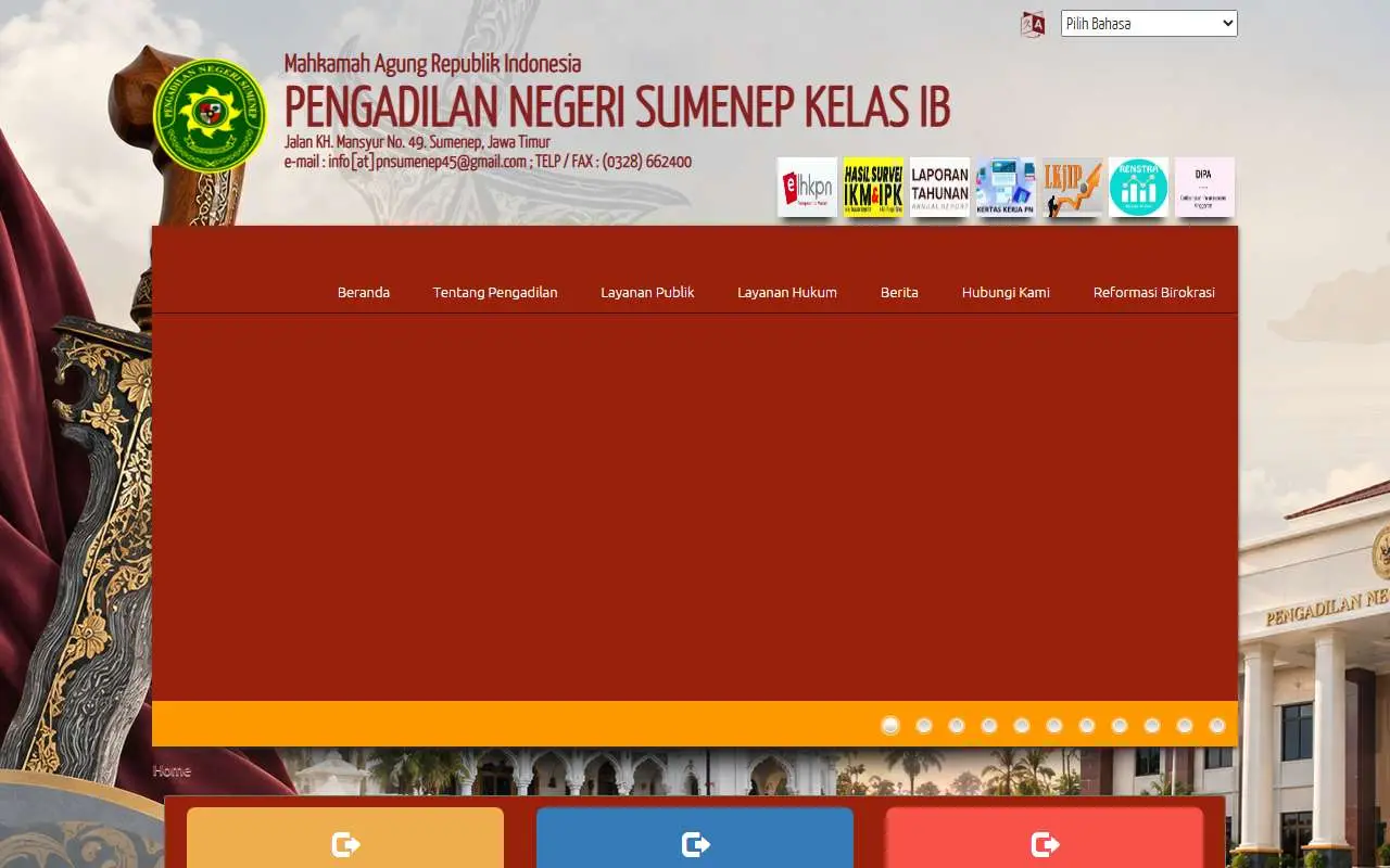 Tampilan website resmi Pengadilan Negeri Sumenep (pn-sumenep.go.id)