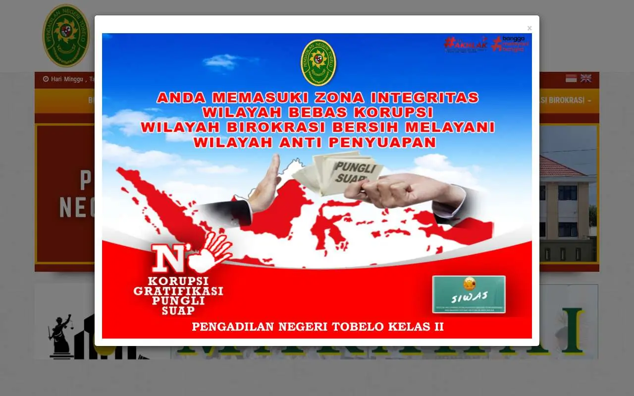 Tampilan website resmi Pengadilan Negeri Tobelo (pn-tobelo.go.id)