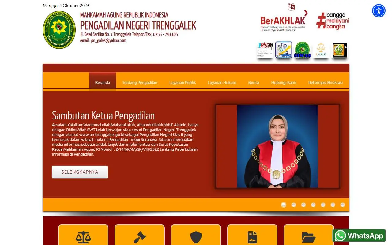 Tampilan website resmi Pengadilan Negeri Trenggalek (pn-trenggalek.go.id)