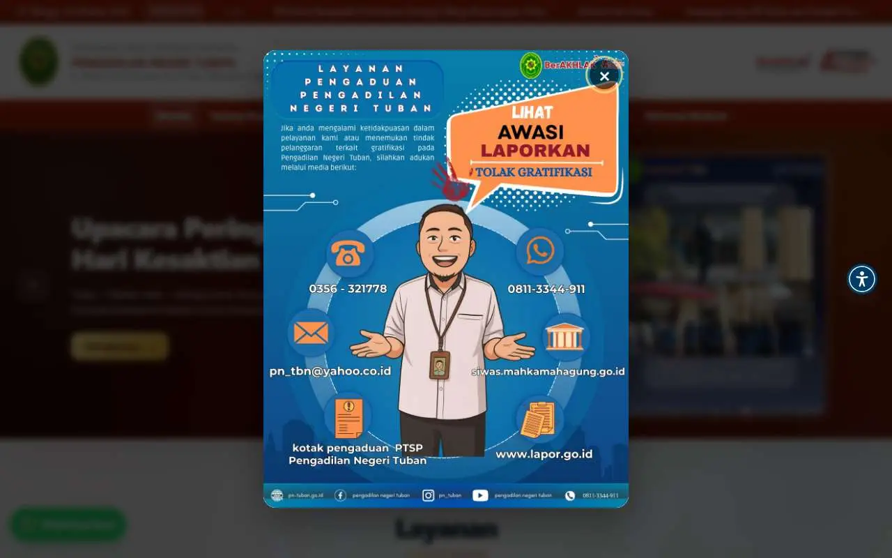 Tampilan website resmi Pengadilan Negeri Tuban (pn-tuban.go.id)