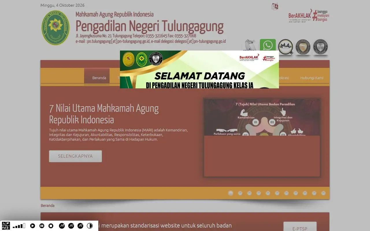 Tampilan website resmi Pengadilan Negeri Tulungagung (pn-tulungagung.go.id)