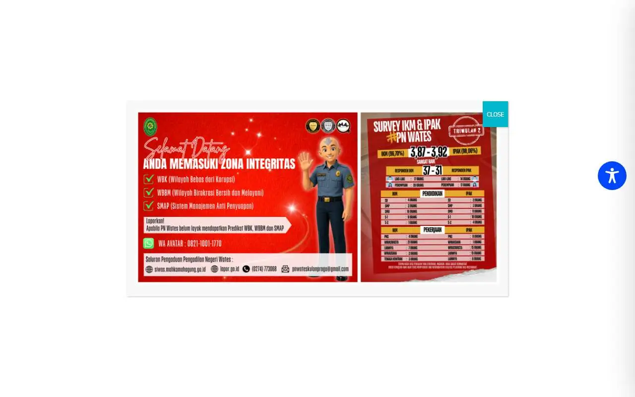 Tampilan website resmi Pengadilan Negeri Wates (pn-wates.go.id)