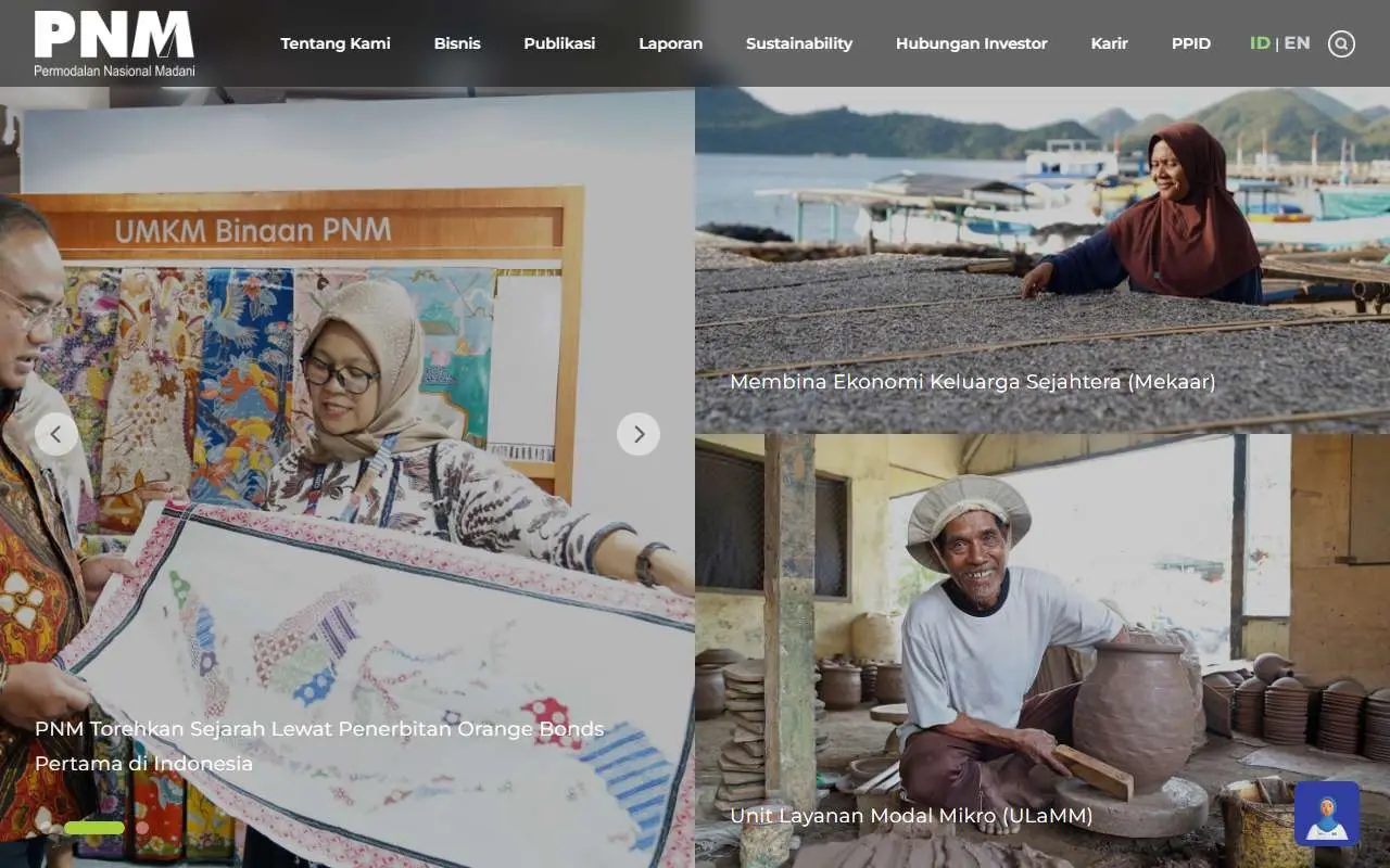 Tampilan website resmi PNM Madani (pnm.co.id)