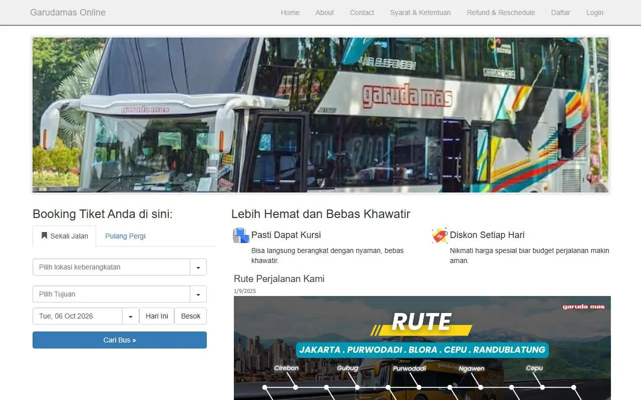 Tampilan website resmi Garuda Mas (pogarudamas.com)