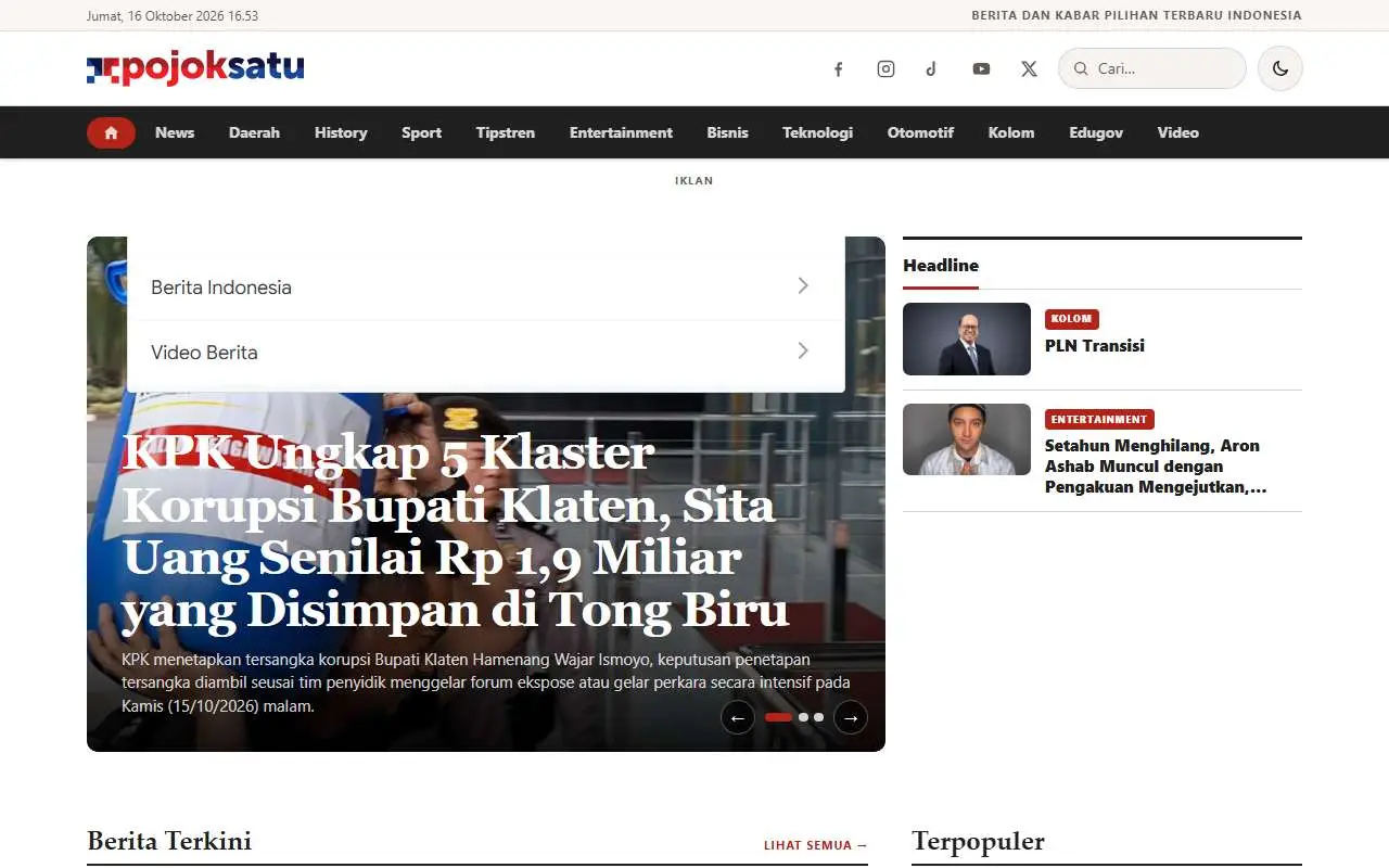 Tampilan website resmi Pojoksatu (pojoksatu.id)