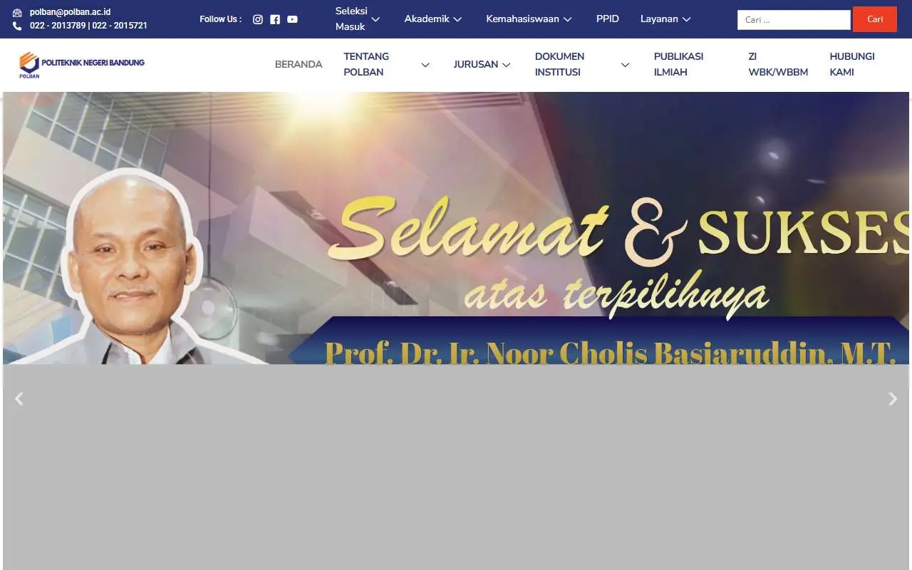 Tampilan website resmi Politeknik Negeri Bandung (polban.ac.id)