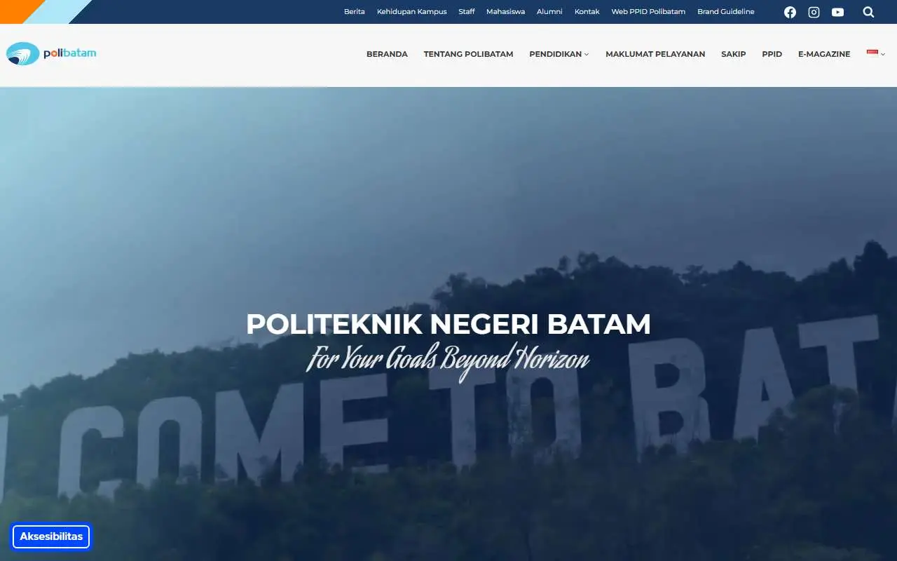Tampilan website resmi Politeknik Negeri Batam (polibatam.ac.id)