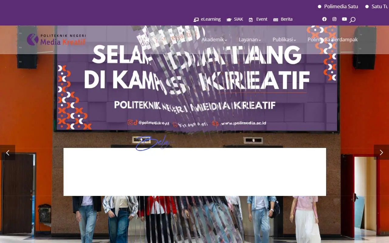 Tampilan website resmi Politeknik Negeri Media Kreatif (polimedia.ac.id)