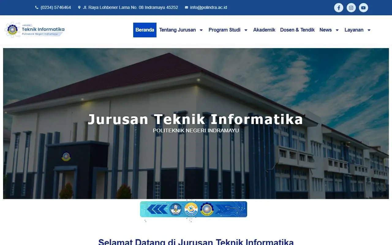 Tampilan website resmi Politeknik Negeri Indramayu (polindra.ac.id)