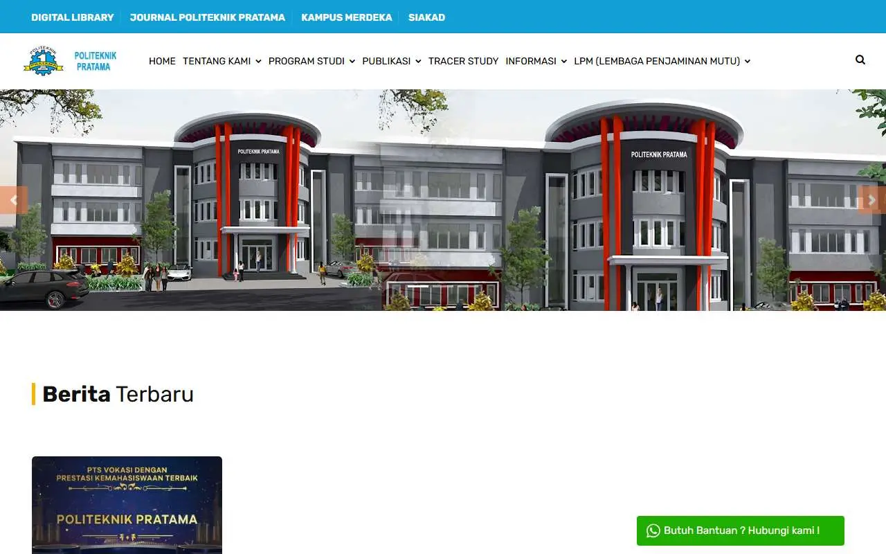 Tampilan website resmi Politeknik Pratama (politeknik-pratama.ac.id)