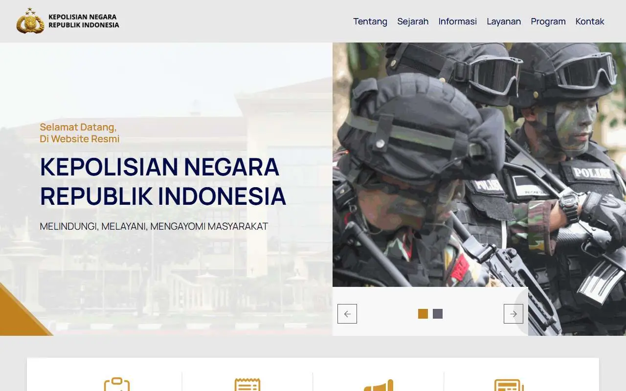 Tampilan website resmi Polri (polri.go.id)