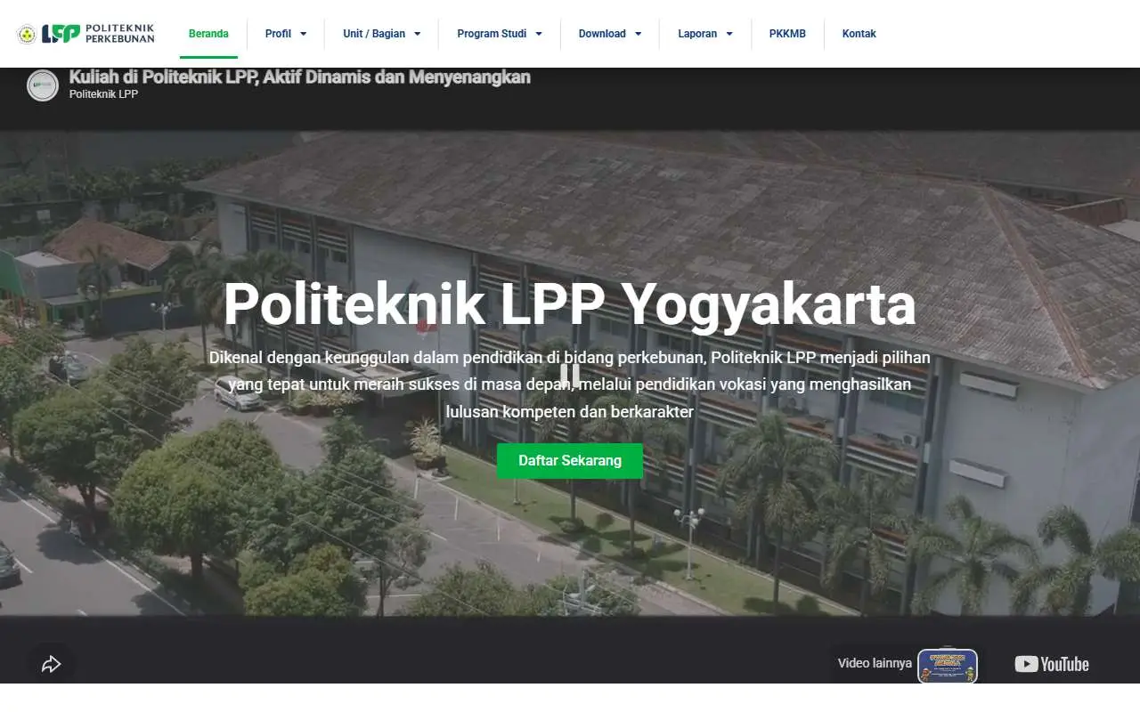 Tampilan website resmi Politeknik LPP Yogyakarta (polteklpp.ac.id)