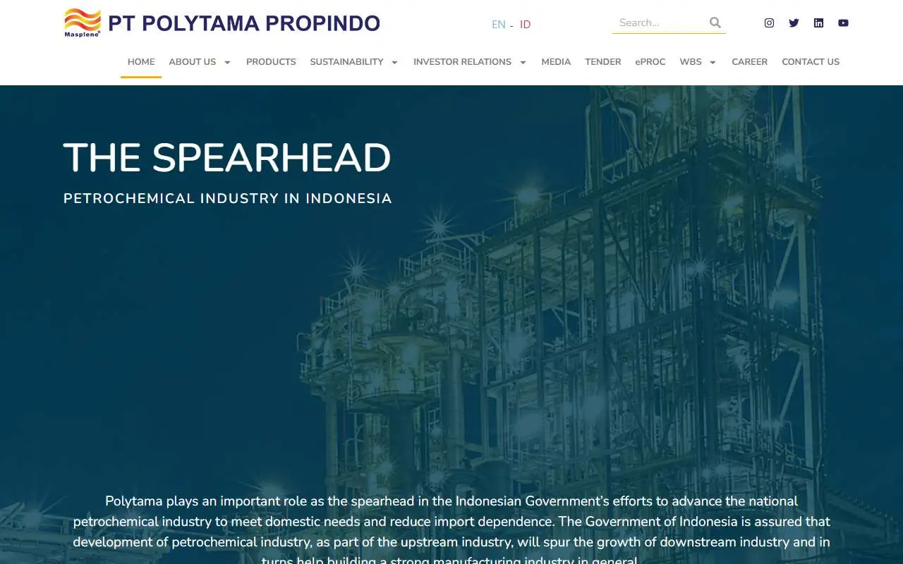 Tampilan website resmi Polytama Propindo (polytama.co.id)