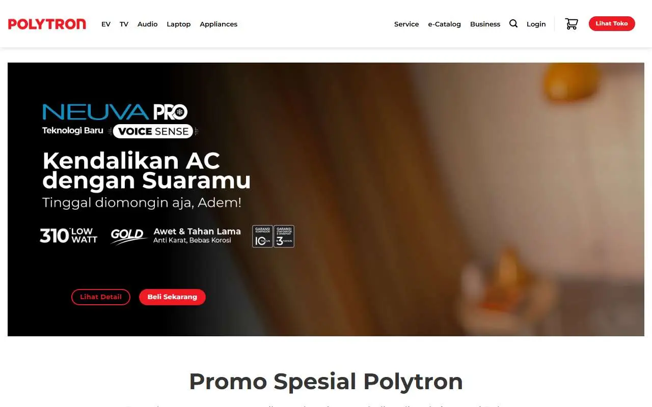 Tampilan website resmi Polytron (polytron.co.id)