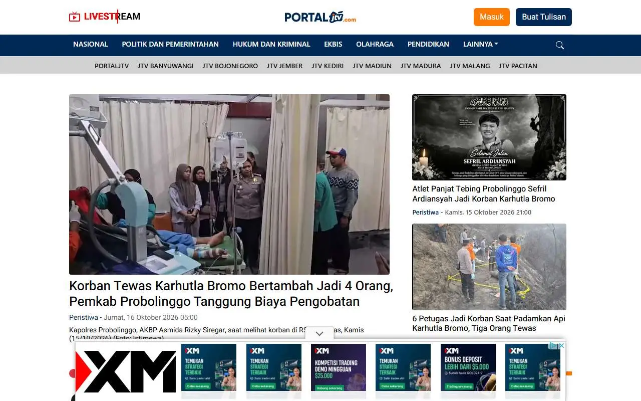 Tampilan website resmi Portal JTV (portaljtv.com)