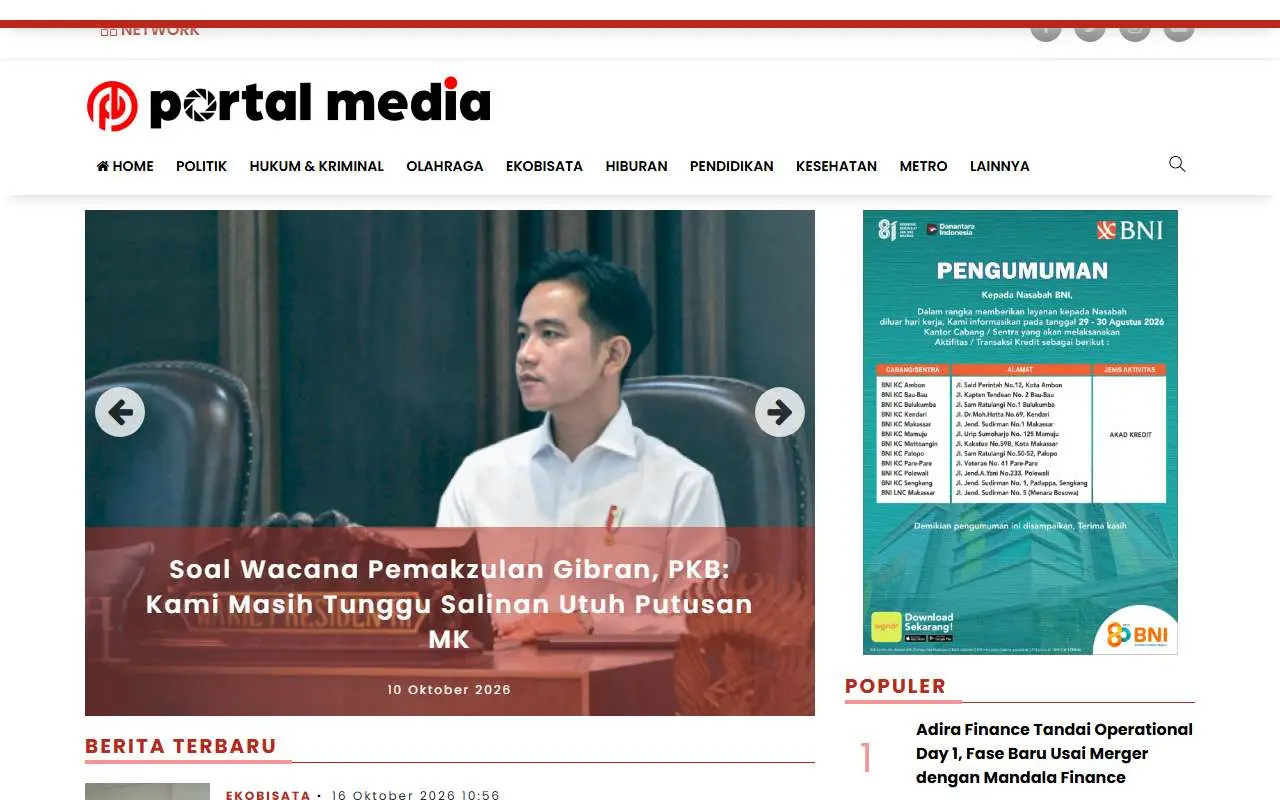 Tampilan website resmi Portal Media (portalmedia.id)