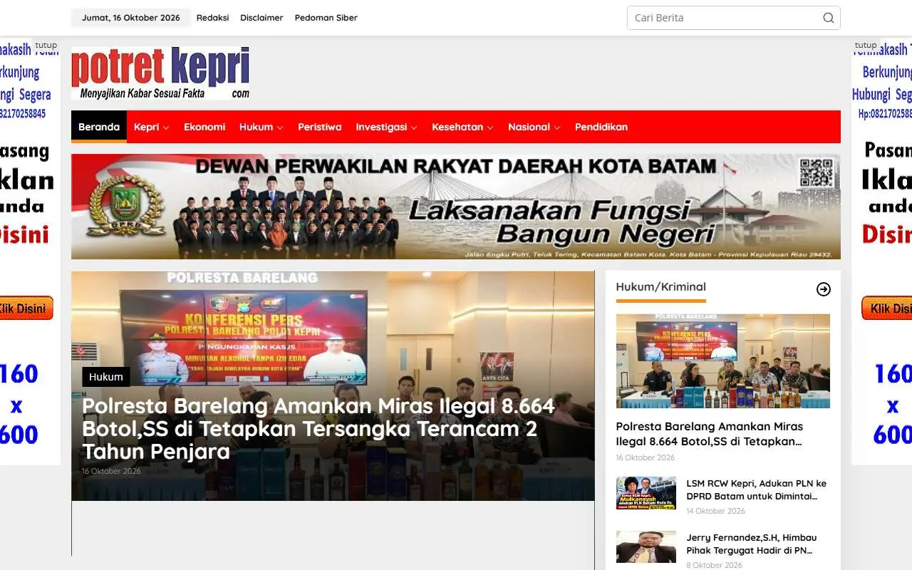 Tampilan website resmi Potretkepri (potretkepri.com)