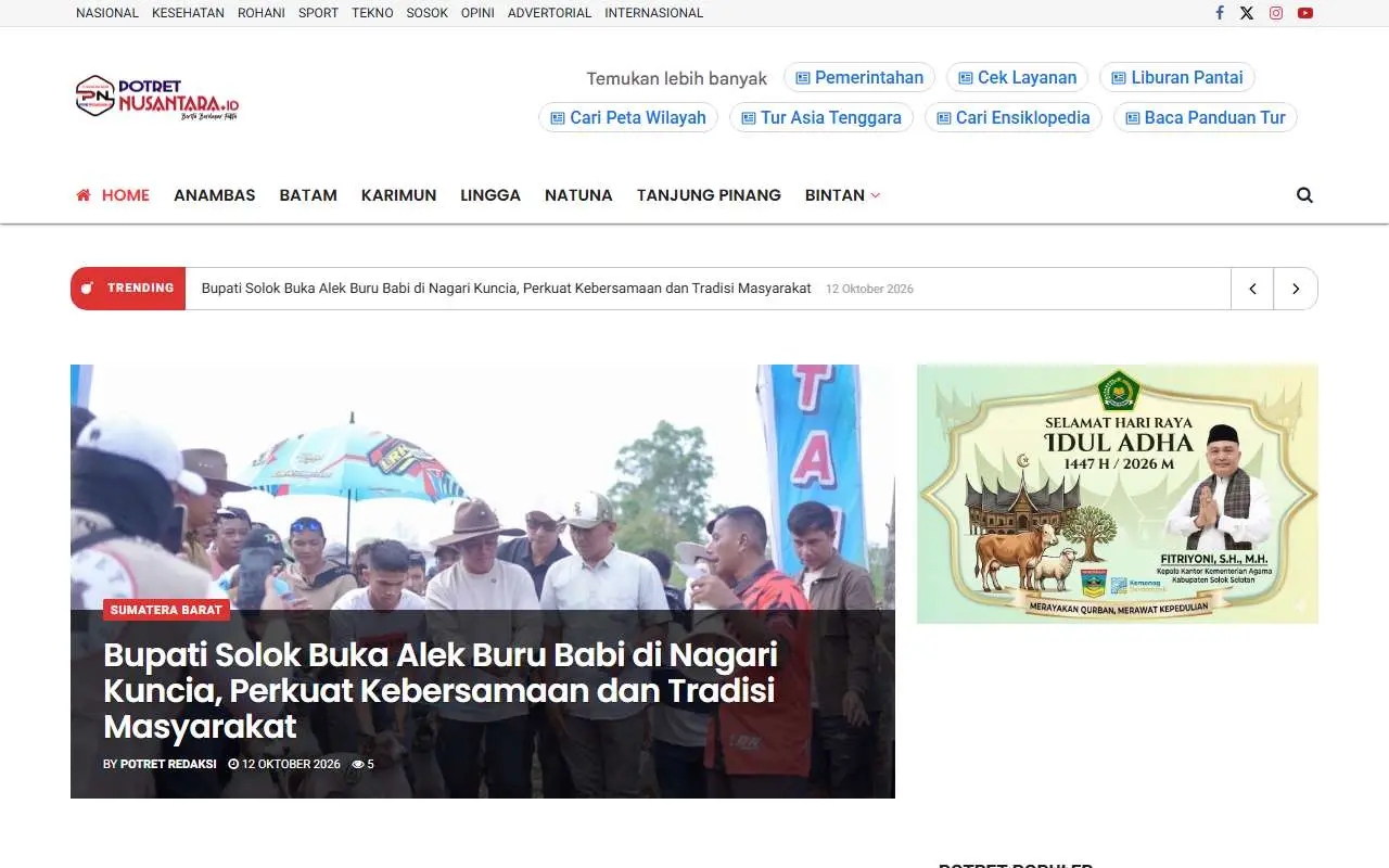 Tampilan website resmi Potret Nusantara (potretnusantara.id)