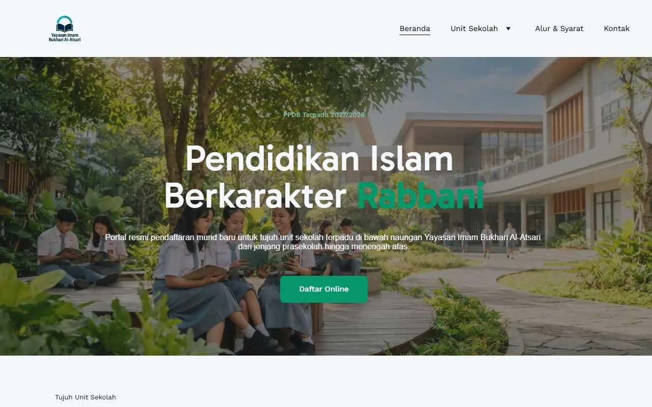 Tampilan website resmi Pondok Pesantren Ubay bin Kaab Jambi (ppdbubay.com)