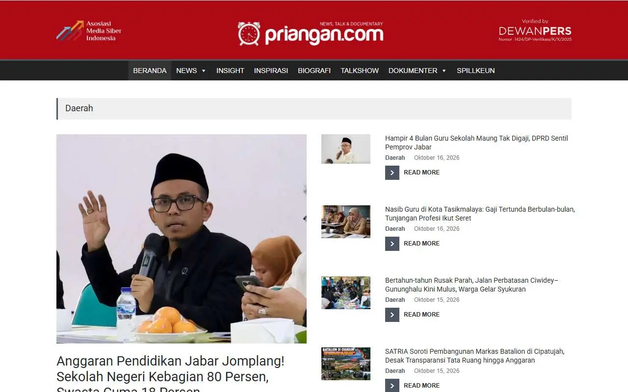 Tampilan website resmi Priangan (priangan.com)