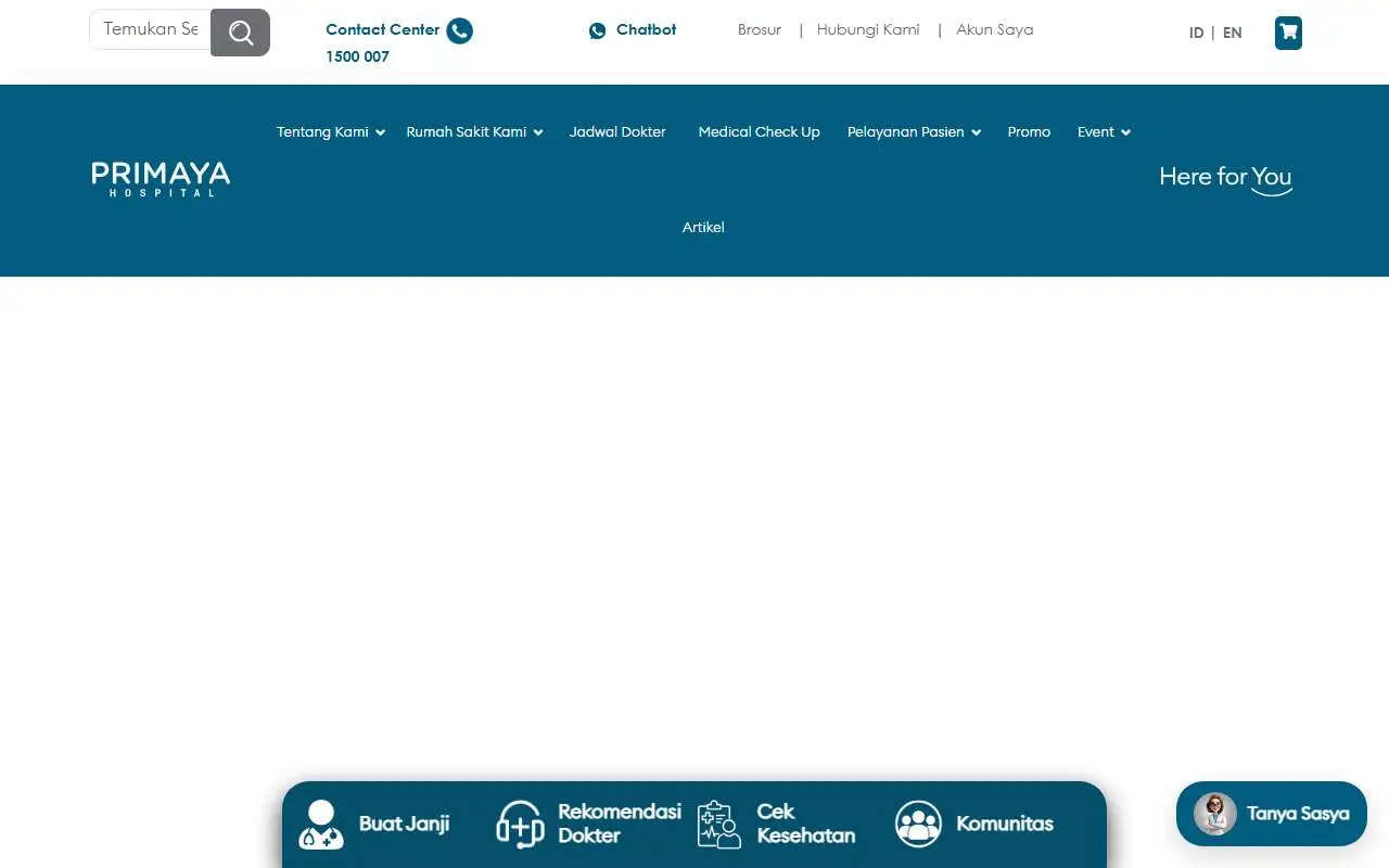 Tampilan website resmi Primaya Hospital (primayahospital.com)